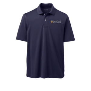 Men's Embroidered Logo Short Sleeve Polyester Polo Shirt – True Navy