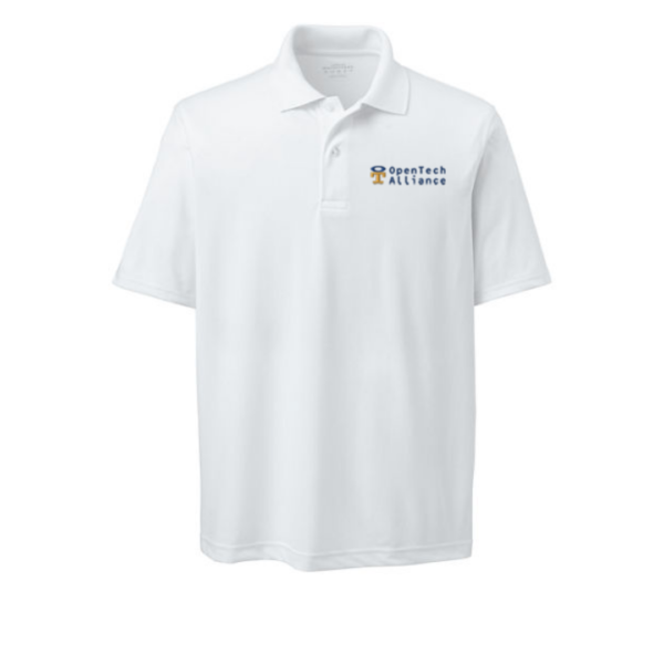 Men's Embroidered Logo Short Sleeve Polyester Polo Shirt – White